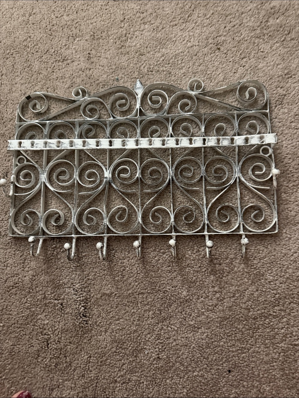 Vintage-Style White Metal Wall Hook Rack